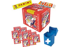 UTOPIA GOODS Panini Caja Cromos para album la liga 2023 2024 - Segunda Edición Liga Este 23/24 - Sobres adhesivos (No Adrenalyn ni Fifa Mundial Qatar) - Regalo caja pararepetidas. (Caja 50 cromos + álbum)