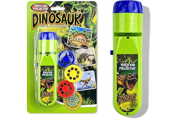 MeoZynxadril Dinosaurieficklampa och projektor, barnprojektor ficklampa med 3 skivor, 24 bilder, dinosaurielampa, barnhistorieprojektor, pedagogisk leksak för pojkar och flickor