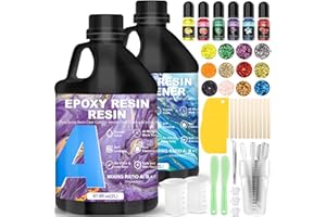RDDAIPE Resine Epoxy Transparente 4L/135.2oz, Résine Epoxy, 1:1 Ratio Revêtement en Résine Époxy Cristalline, Epoxy Resin Kit Complet, pour Craft,Art,Table,Moule, Fabrication de Bijoux,Bois,Débutant