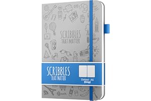 ‎SCRIBBLES THAT MATTER Scribbles That Matter Notizbuch A5 dotted + Free Pen! - Your 150 Seiten bullet journal Auslaufsicheres, dickes Papier für die Arbeit Veganes Hardcover notizbuch dotted (5,75 x 8,5 Zoll), Grau
