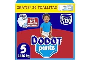 Dodot Baby Pants Diapers, Size 5, 11-16 kg, 120 Diapers, 360° Adjustment Anti-Leak Diaper, Monthly Pack