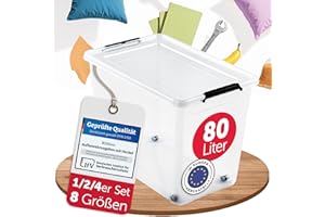 BOXXivo Aufbewahrungsbox mit Deckel 80l - BPA-freie & lebensmittelechte Boxen Aufbewahrung - Kisten Aufbewahrung mit Deckel - stapelbare & robuste Aufbewahrungsboxen - Stapelbox