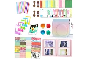 Leebotree Sofortbildkameras Kamera Zubehör Kompatibel mit Instax Mini 12 Sofortbildkamera beinhaltet Tasche/Album/Filter/Filmrahmen/Rahmenaufkleber/Eckaufkleber (Leuchtender Regenbogen)