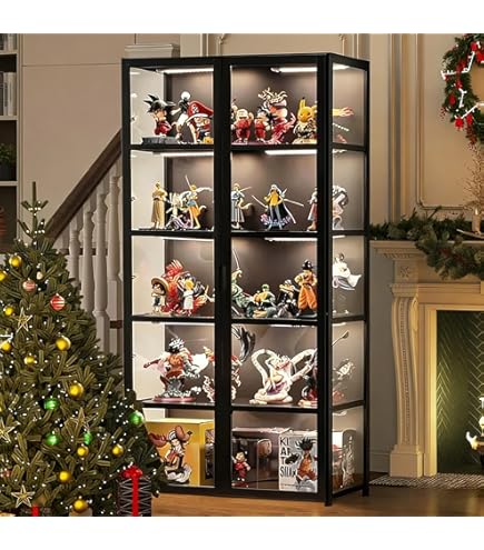 Vitrine De Présentation VEVOR 172 Cm – 5 étagères En Bois, Portes En Acrylique, Pour Collection Figurines, Antiquités, Bureau Salon
