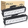 PICAA 2PCS 18W Led Work Spot Light Bar 6in Car Spot Beam Slim Driving Lamp 12V 24V Waterproof for Car Truck Boat SUV ATV 4WD Offroad