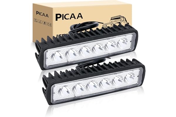 PICAA LED Phare 2PCS 6 Pouces 18W Projecteur Spot longue portée Moto Feux de Travail Lampe 12V 24V hors route pour Voiture 4x4 Truck ATV SUV Camion