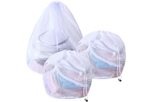 KTPCN Lot de 3 filets à linge pour machine à laver, petits, grands, sacs à linge, avec cordon de serrage pour sous-vêtements, soutien-gorge, chemises, manteaux, vêtements (30 x 40 cm, 50 x 60 cm)