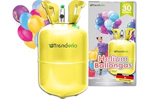Trendario Helium Balloon Gas, Helium Gasflasche für bis zu 30 Ballons, Ballongas Helliumgasflasche klein to go