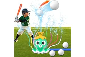 BURMONG Wassersprinkler Spielzeug Kinder Outdoor, 2 in 1 Wassersprinkler Baseballspielzeug Set, Wasserspielzeug Kinder für Hinterhof Rasen Garten Sommer Pool Party Jungen Mädchen ab 3-12 Jahren (Oktopus)