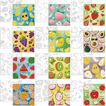 Attività Creative Bambini Feste Tele Predisegnate Per Bambini - 12 Pezzi 20x20cm Frutta E Paesaggi Tela Pittura Principianti - 10