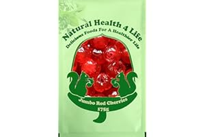 Natural Health 4 Life Jumbo Red Glace Cherries 175g, Candied Whole Cherrys for Baking, Cake Decorating and Christmas Desserts, Fat Free, Vegetarian, Produce Of France (1 Pouch)