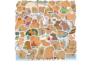 IBEIKE Capybara Stickers Cute Set for Kids and Teens - 50PCS Kawaii Capybara Animal Stickers - Waterproof Vinyl Stickers for Laptop, Journals, Water Bottles, Luggage