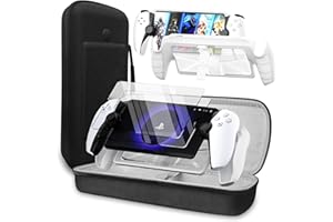 QUAGGY 3-in-1 Accessoris Kit Compatible with PlayStation Portal, EVA Carrying Case for PS Portal,2 Pack Screen Protectors,Protective Shell Portable Travel Handbag for PS5 Portal Remote Player (Gray)