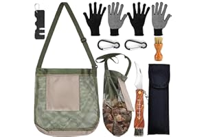 JEONDFG Cuchillo de setas con cepillo y regla, juego de recolectores de setas, cuchillo de setas con cepillo/pincel, cuchillo de esponja con pincel para abrir, cuchillo de setas con bolsa, juego de cuchillos