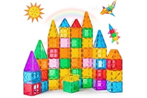 Katiago Magnetic Building Blocks Toys for Kids 80PCS Magnetic Tiles STEM Learning Educational Construction Toys for 3+ Year Old Boys Girls Classroom Preschool Birthday Gifts