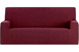GFD - Funda de Sofá Lisa Ajustable 3 Plaza 170-220cm, Funda Protectora Cubre Sofá Elástica Antimanchas Lavable, Fundas Cubre Sofá Perros Gatos Mascotas (Granate, 3 plazas)