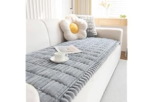 ShowyLive Sofa Covers 1 2 3 4 Seater Non Slip Sofa Slipcovers Super Soft & Thick Corduroy Sofa Cushion Covers Sofa Protectors from Pets/Kids/Dogs(Light Grey, 28 * 59 inch/70 * 150CM)