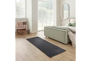 ‎CARPET STUDIO Carpet Studio Santa Fe Teppich Läufer Schwarz, Läufer Flur 67x180cm, Kurzflor Teppiche, Küchenläufer, Wohnzimmerteppich, Bettvorleger Schlafzimmer