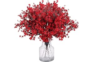 Genérico Flores 3 Unidades de 50 cm Flores Artificiales de Cerezo, Plantas Artificiales Decorativas, para Hogar, Bodas, Fiestas, Oficinas, Balcones y Jardines (Rojo)