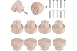 TAKUZA 10 Stück Möbelknöpfe Holz, Holzgriffe für Schränke, Schrankknöpfe Mit Schrauben, Holzknöpfe kommode, Holzgriffe Möbel, Möbelgriffe holz 35 x 25 mm