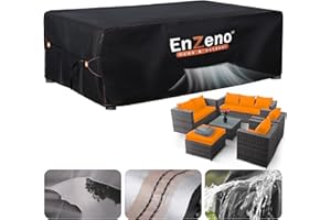 Enzeno Abdeckung Gartenmöbel wasserdicht, Rattanmöbel Gartenmöbel Abdeckung Winterfest, Oxford Gewebe Loungemöbel Abdeckung, Gartenmöbel Schutzhüllen, Abdeckplane Möbelsets 250x250cm