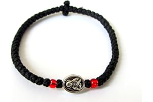 IconsGr Komboskoini cristiani ortodossi fatti a mano, braccialetto corda di preghiera, nero VM2