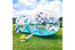 VAKIORN Inflatable Bubble House, 10ft Dia Clear Inflatable Bubble Dome Tent with Blower & Pump, Commercial Grade PVC Waterproof Garden Tent with 6ft Tunnel for Kids, Party, Commercial Use (Green, 10ft)