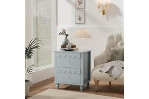 UEV Set di 2 Comodini, Tavolino Laterale con Design a Onde, Tavolino da Divano Colorato, 2 Cassetti Portaoggetti, per Soggiorno, Camera da Letto, Ufficio, 50 x 40 x 60 cm, Blu