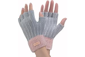 FCHUI Winter Fingerless Gloves - Women Warm Knit Half Fingers Mittens Thermal Fingerless Gloves Ladies Half Fingers for Running Sking