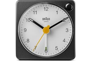 Braun Classic travel Analogue Alarm Clock with Snooze and Light, Compact Size, Quiet Quartz Movement, Crescendo Beep Alarm in