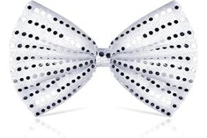 PROUSKY Green Sequin Bow Tie Shiny Metallic Bowtie with Adjustable Strap Buckle Glossy Pre-tied Bow tie for Men Bachelor Dance Hen Night Party Carnival Christmas Fancy Dress Festival Costume