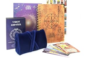 Witchy Cauldron Español Juego de Aprendizaje de Tarot para Principiantes: Cartas de Tarot para Principiantes, Soporte de Tarot Satinado y Diario de Tarot Español (Azul)