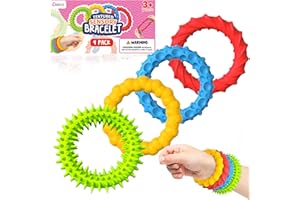 DASKID 4PCS Fidget Sensory Bracelets |Stretchy Anxiety & Stress Relief Wristbands Toys for Autism + ADHD, Emotion Worry, Focus, Relax & Sensory Stimulation ,Classroom Fidget Rubber Toys for Kids & Adults