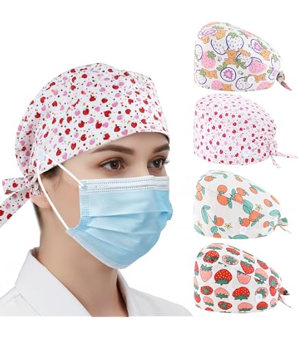 Proteggi i capelli con la cuffia da scrub foderata in raso, cuffia da scrub foderata in raso: stile coda di cavallo, laccio regolabile, misto cotone - Italia