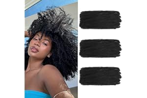 TOOPBIUTI Afro Kinkys Bulk Hair 12 Inch 30g/Pack Synthetic Hair for Twist, Braiding, Repair Locs, Dreadlock Extensions, Afro Kinky Curly Bulk Crochet Braids Twists (1B, 12inch-3pc)