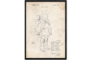 Nacnic Patentowy plakat astronauta, motyw antyczny patent A3, tło vintage