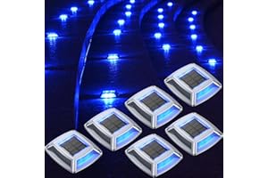 hoyiours Éclairage pour Chemins Spot Solaire Exterieur Puissant IP68 Étanche Eclairage Escalier Exterieur Bleu Balise Solaire Exterieur Jardin 24LM pour Terrasse, Chemin, Piscine et Parc (6)