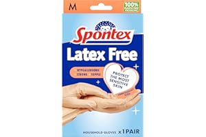 Spontex Latex Free Gloves | Medium | Hypoallergenic for Sensitive Skin | 1 Pair