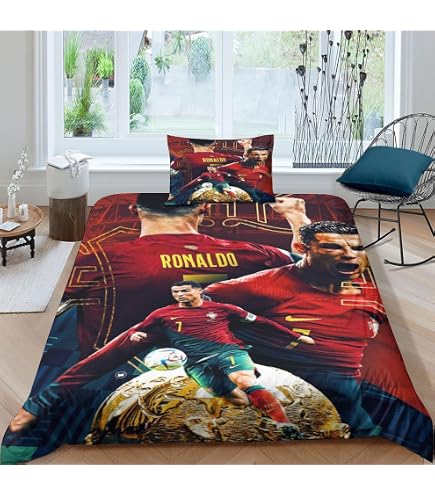 Housse De Couette Football Pour Garçons - 200x200 Cm + 2 Taies - Gris Et Jaune - Motif Ballon Réversible - Literie Thème Foot