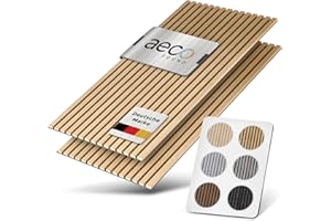 Aeco Sound® - Akustikpaneele aus Holz, 2 Stück x 120x60cm (1,44qm) 2,1cm dick - Wandpaneele aus Akustik-Filz (Grau) & Echtholz-Furnier (Eiche) - 3D Wandverkleidung, Holzpaneele, Schalldämmung