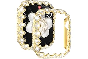 Fullife Bling Cases Compatible with Apple Watch 44mm Series 6/5/4/SE(2025-2020) Without Screen Protector for Women,Overall Protective Case Diamond Cover for iWatch 44mm,Gold