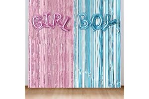 Pagezol Gender Reveal Decor,Baby Gender Reveal Party Supplies Kit with Boy or Girl Gender Reveal Balloon and Gender Reveal Blue and Pink Foil Curtain Backdrop for Baby Shower