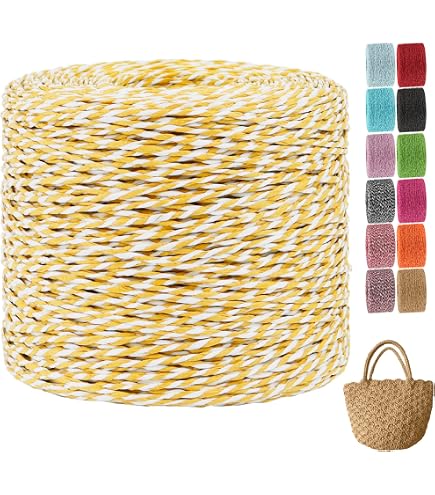 Fil Raphia Naturel 600m 500g - Corde Paille Crochet Tricot Artisanat Bricolage