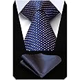 HISDERN Mens Tie and Pocket Square Set Formal Classic Elegant Check Ties for Men UK Wedding Party Business Necktie and Handkerchief