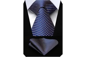 HISDERN Męski krawat w kratkę i poszetka z krawatami, zestaw do formalnego biznesu