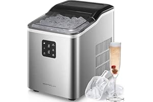Macchina Ghiaccio 14KG in 24h, Acciaio Inossidabile, Pronto in 6 Minuti, Macchina del Ghiaccio Autopulente, 2 Dimensioni di Ghiaccio, Macchina per il Ghiaccio 2L senza Impianto Idraulico, NORTHCLAN