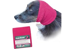 ZONI PETS Happy Hoodie The Original Calming Band for Dogs & Cats - for Anxiety Relief – Noise Canceling for Fireworks, Thunderstorms, Pet Grooming & Force Drying - Dog Calming Aid Since 2008 (Large, Pink)