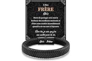 MANVEN Cadeau Homme Papa Frere Bracelet en Cuir Idée Cadeau Saint Valentin Fête des Pères Anniversaire Noël 30 40 50 60 Ans