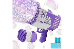TZEKING Macchina Per Bolle,132+73 Fori Sparabolle di Sapone,Pistola a Bolle per Bambini,Con Luci Soluzione a Bolle,Automatica Pistola Bolle di Sapone,Gatling Bubble Maker,Macchina Bolle Sapone Bambini