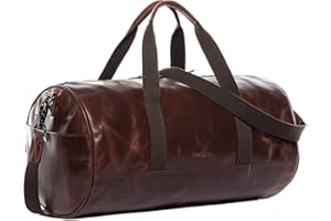 Feynsinn Berlin Sac de Voyage Finlay Cuir véritable | fourre-Tout Besace Week-End 46 cm Marron | Sac Sport Bagages Cabine à Main Fait à la Main